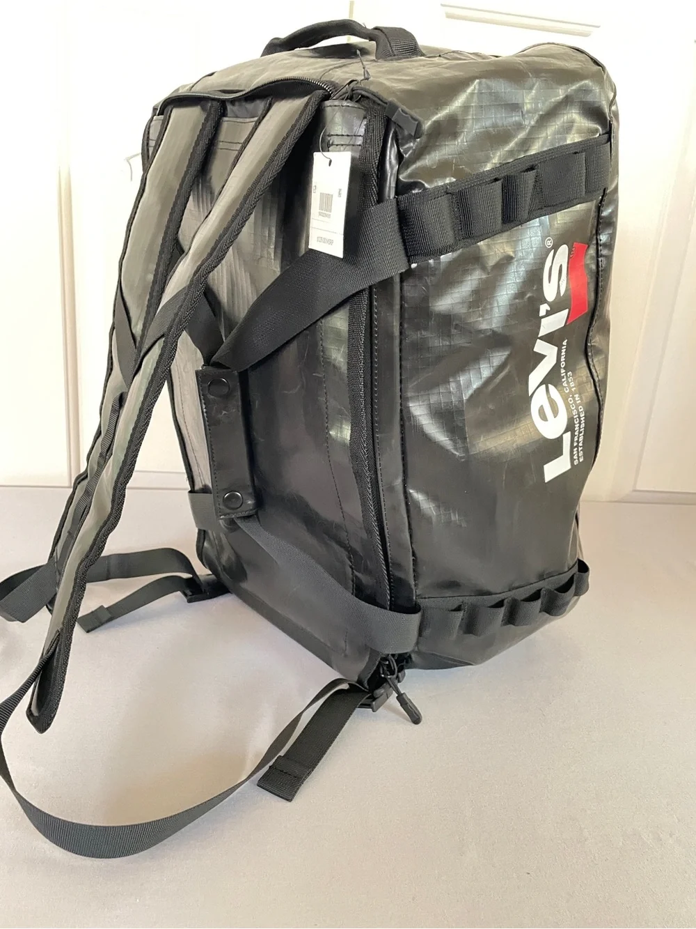 NWT Levi's Weekender Large Duffel Bag, Backpack, Travel Carry On, Black Ripstop